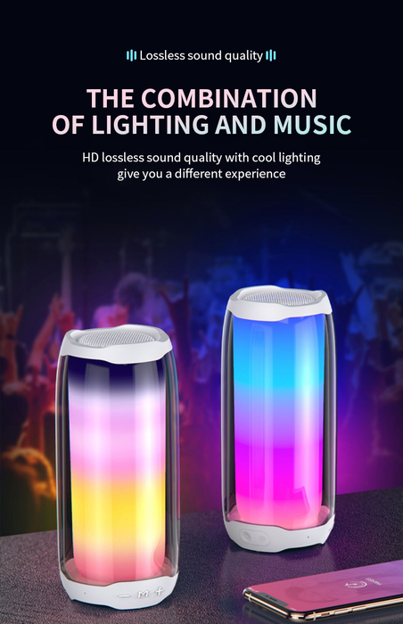 Portable Colorful Streamer 360 Degree LED Luminous Bluetooth Speaker HC18