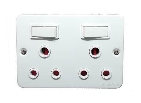 A-MD01 Redisson Double Industrial Switched Socket - Syntronics