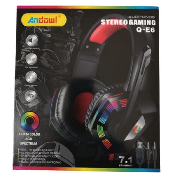 RGB Q-E6 AUDIFONOS Stereo Gaming Headphones - Syntronics