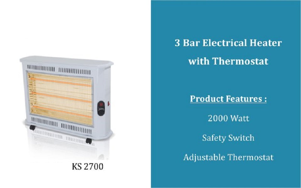 2000W 3 Bar Electric Heater KS-2700 - Syntronics