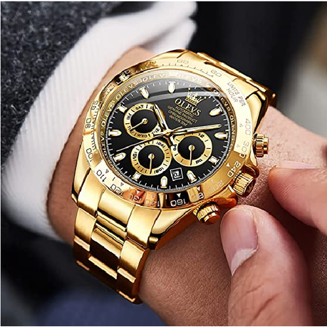 Analogue  Black Face Gold Wrist Watch